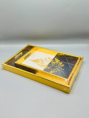 Golden Fern Serving Tray Set