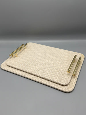 Cane Weave Serving Tray Set