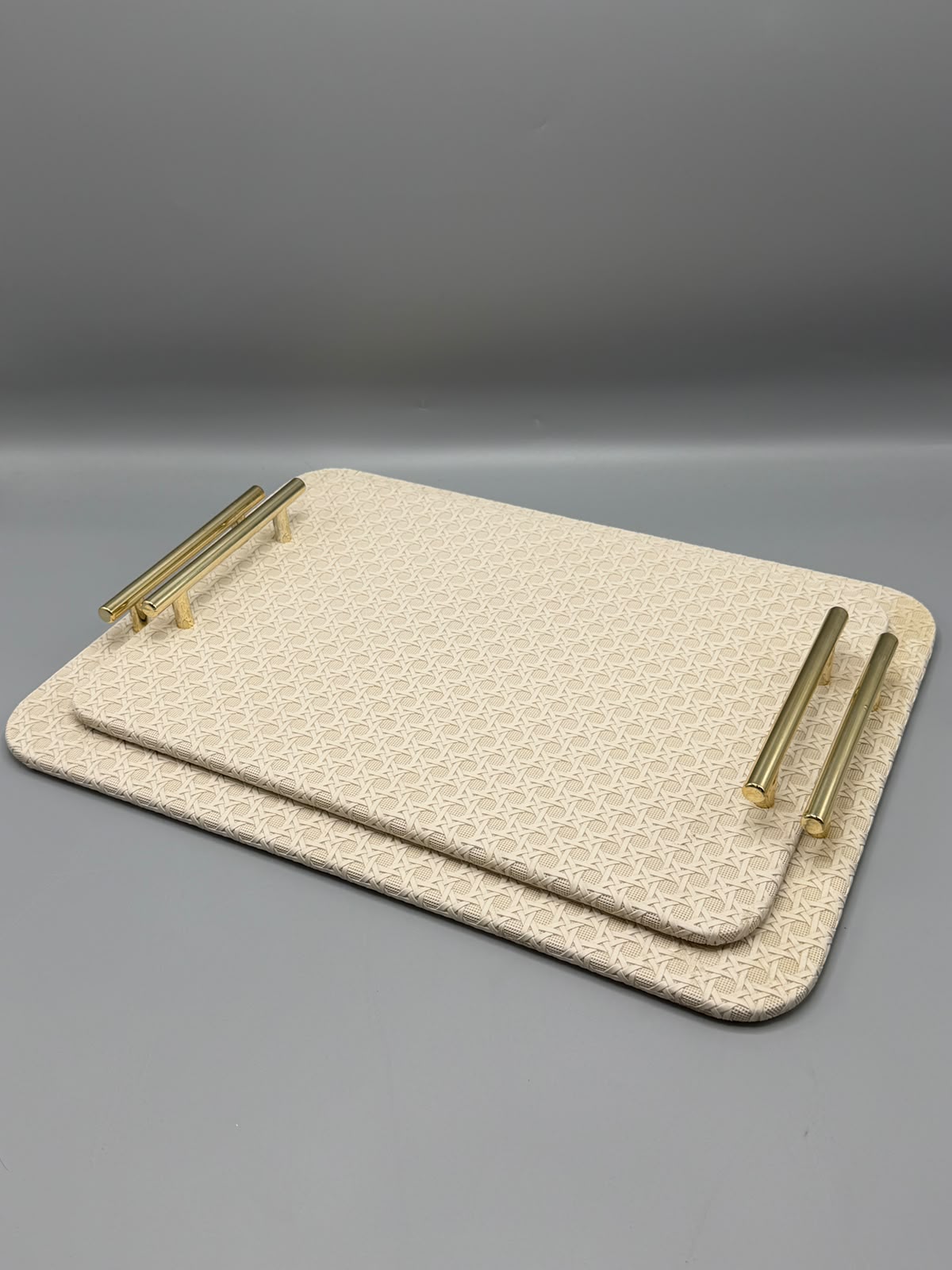 Cane Weave Serving Tray Set