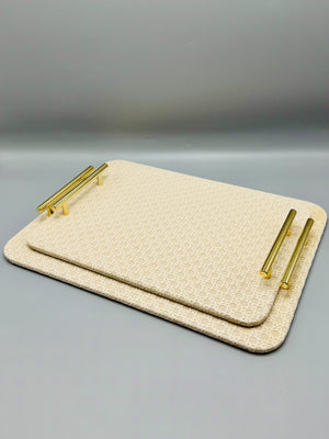 Cane Weave Serving Tray Set