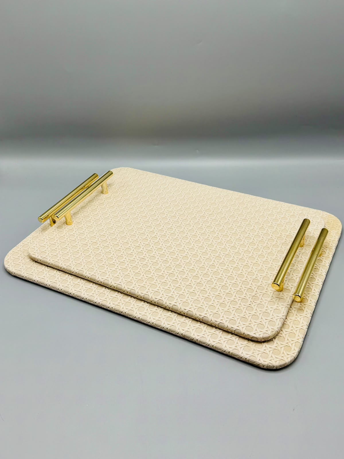 Cane Weave Serving Tray Set