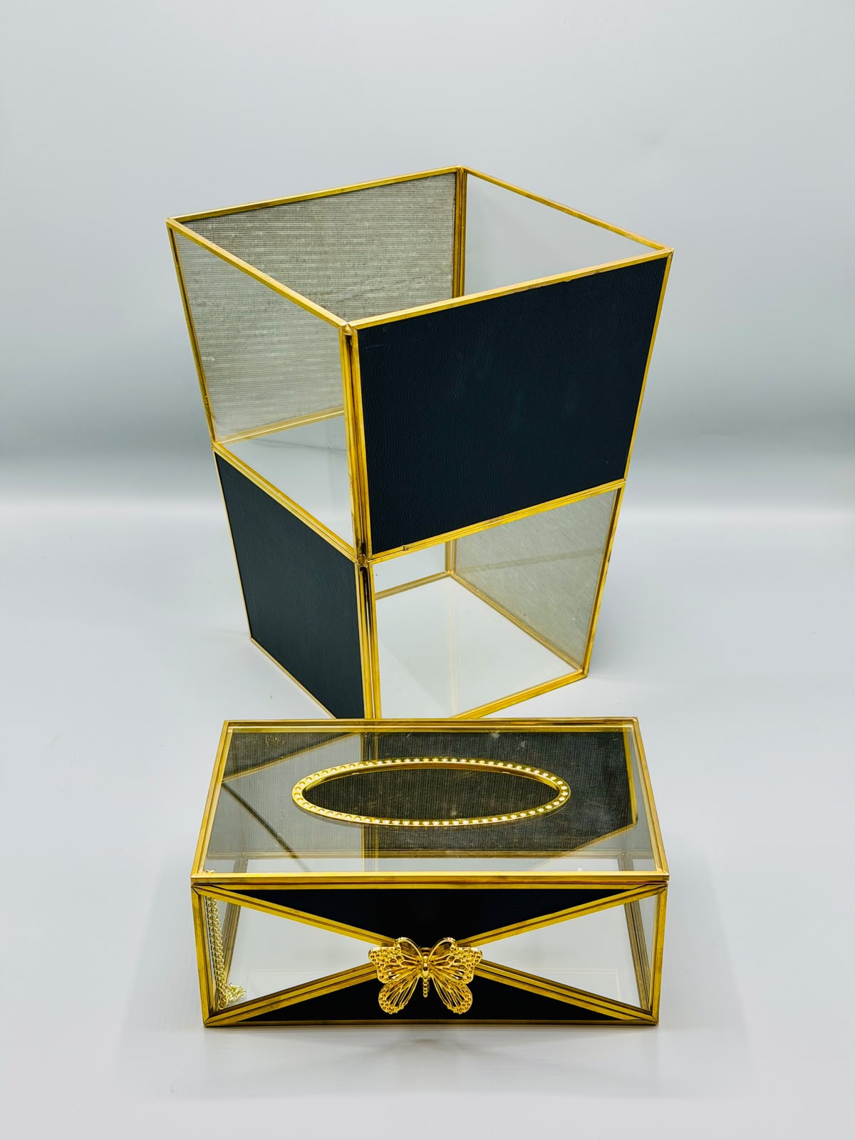 Butterfly Luxe Dustbin & Tissue Box Set