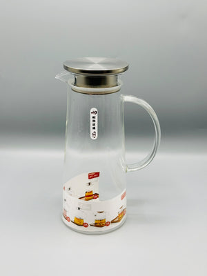 Steel-Lid Glass Water Jug