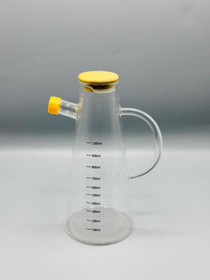 Bamboo-Lid Glass Oil Bottle 750ml