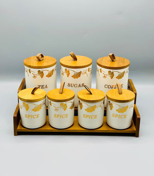 Golden Leaf 7-Piece Canister Set