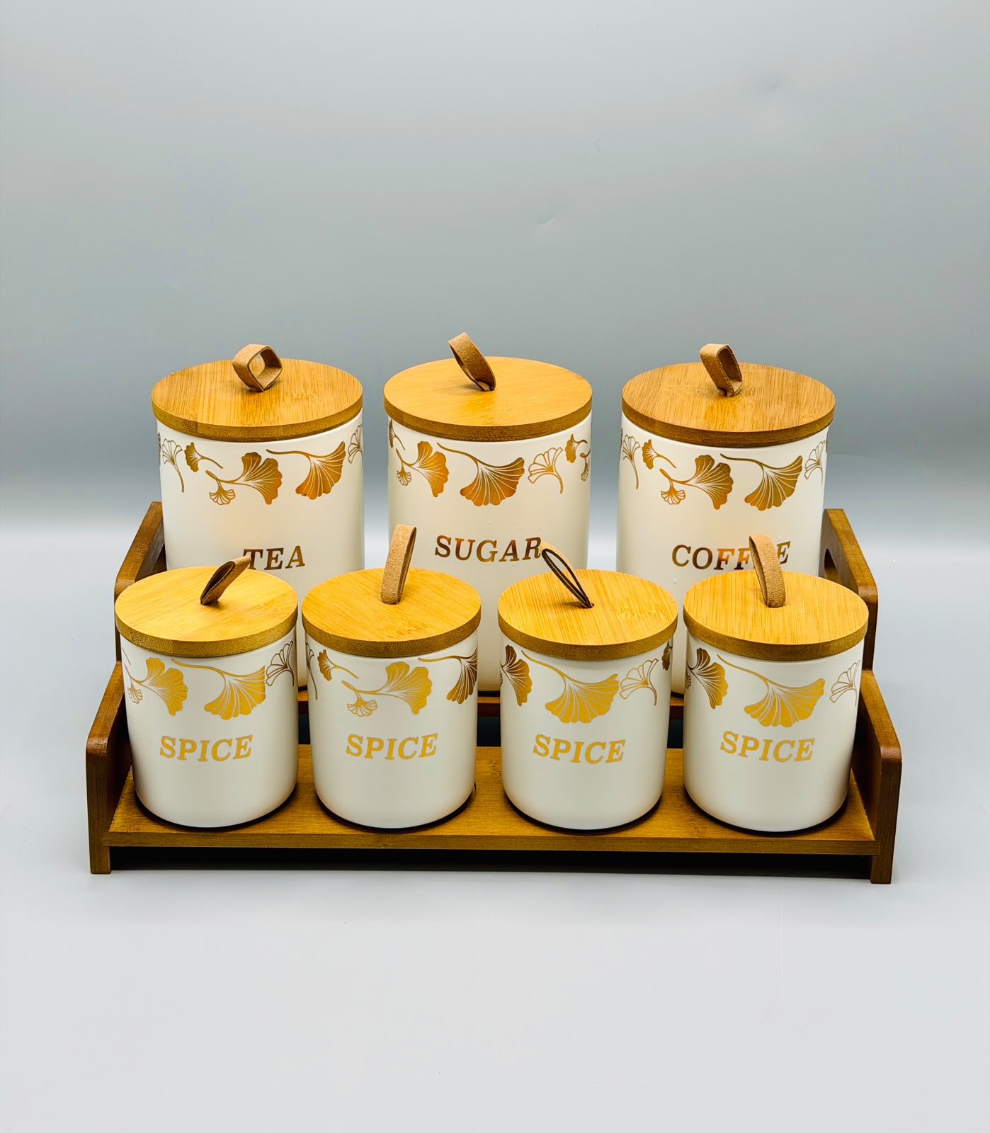 Golden Leaf 7-Piece Canister Set
