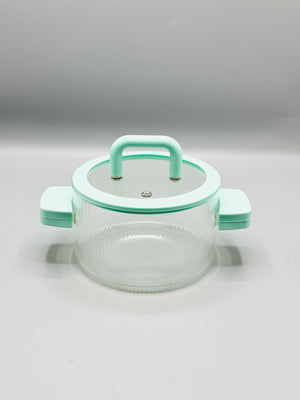 Mint Ribbed Glass Pot