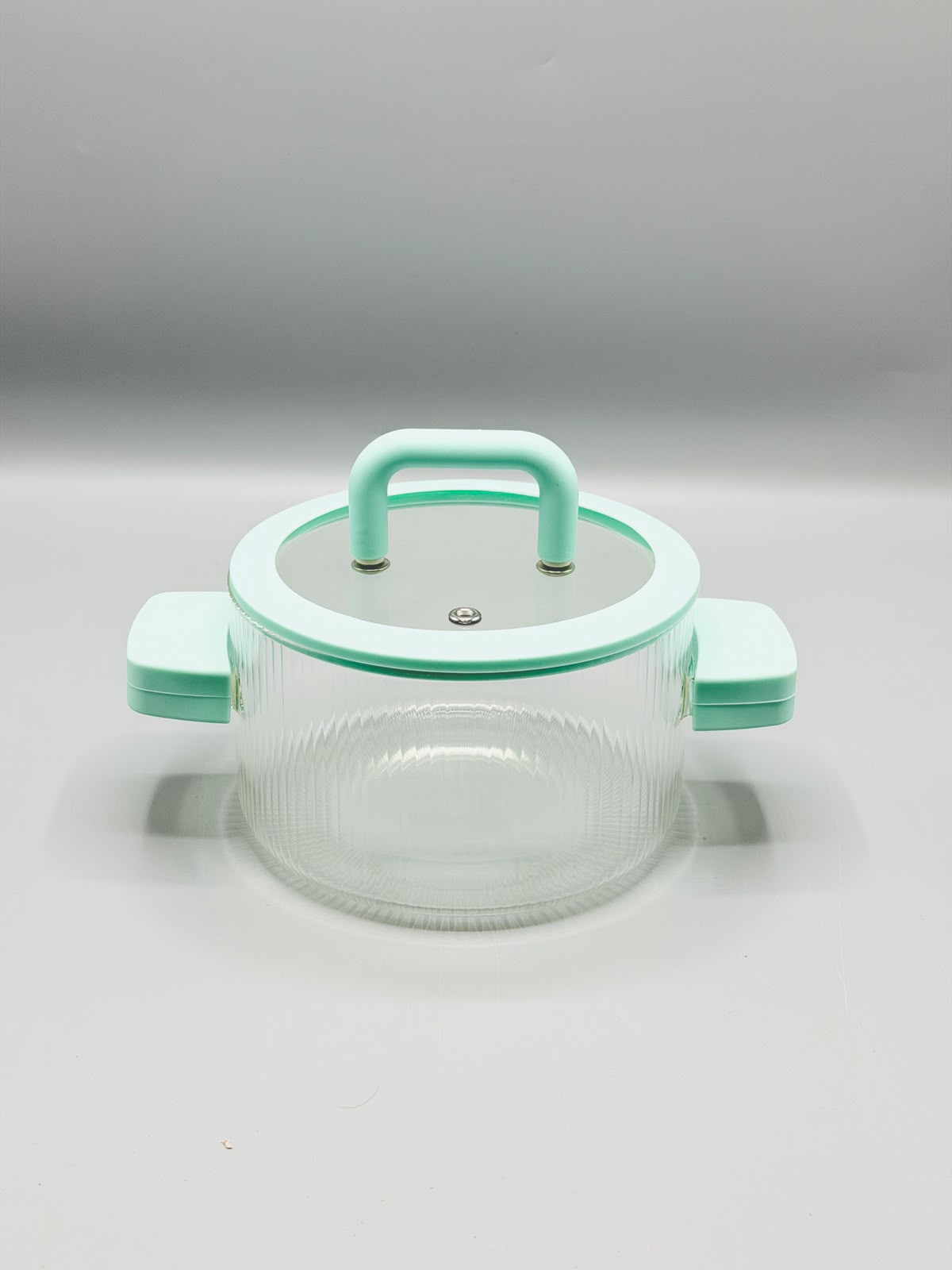 Mint Ribbed Glass Pot