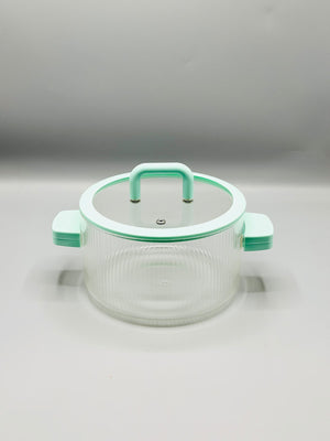 Mint Ribbed Glass Pot