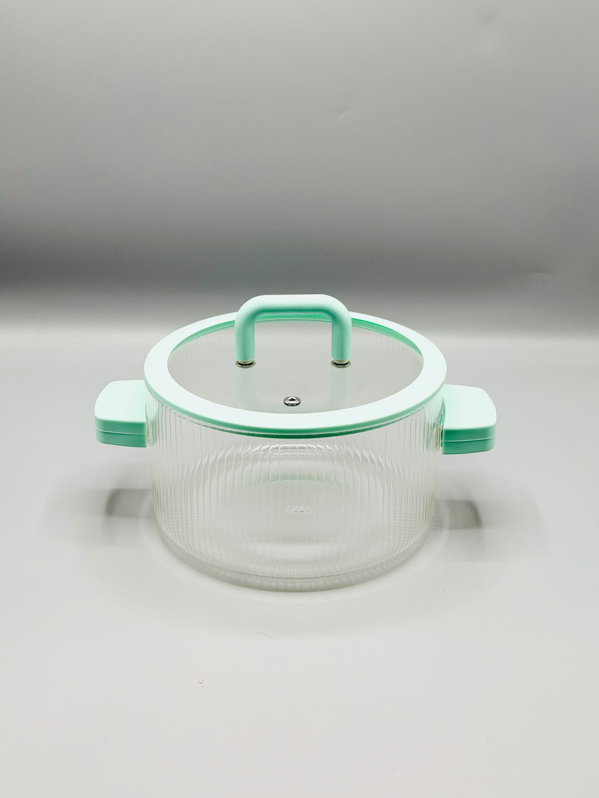 Mint Ribbed Glass Pot
