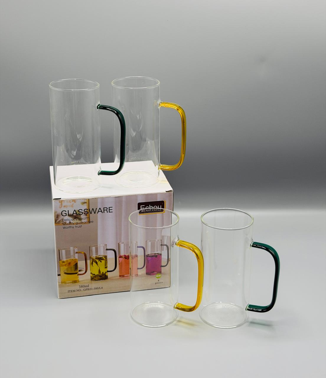 Colour Glass Mug Set 4 Pcs 380ml, view 2
