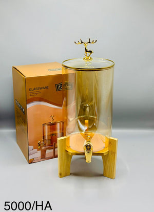 Golden deer glass dispenser 5000ml gold