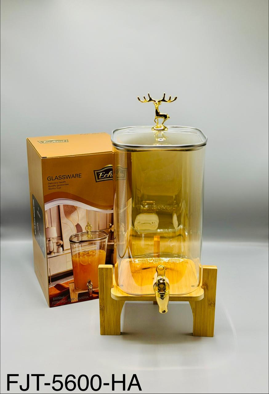 Golden deer glass dispenser 5600ml golden