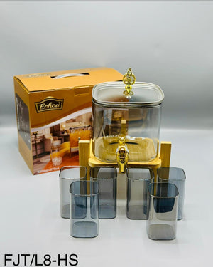 3200ml glass dispenser set with wooden stand clear