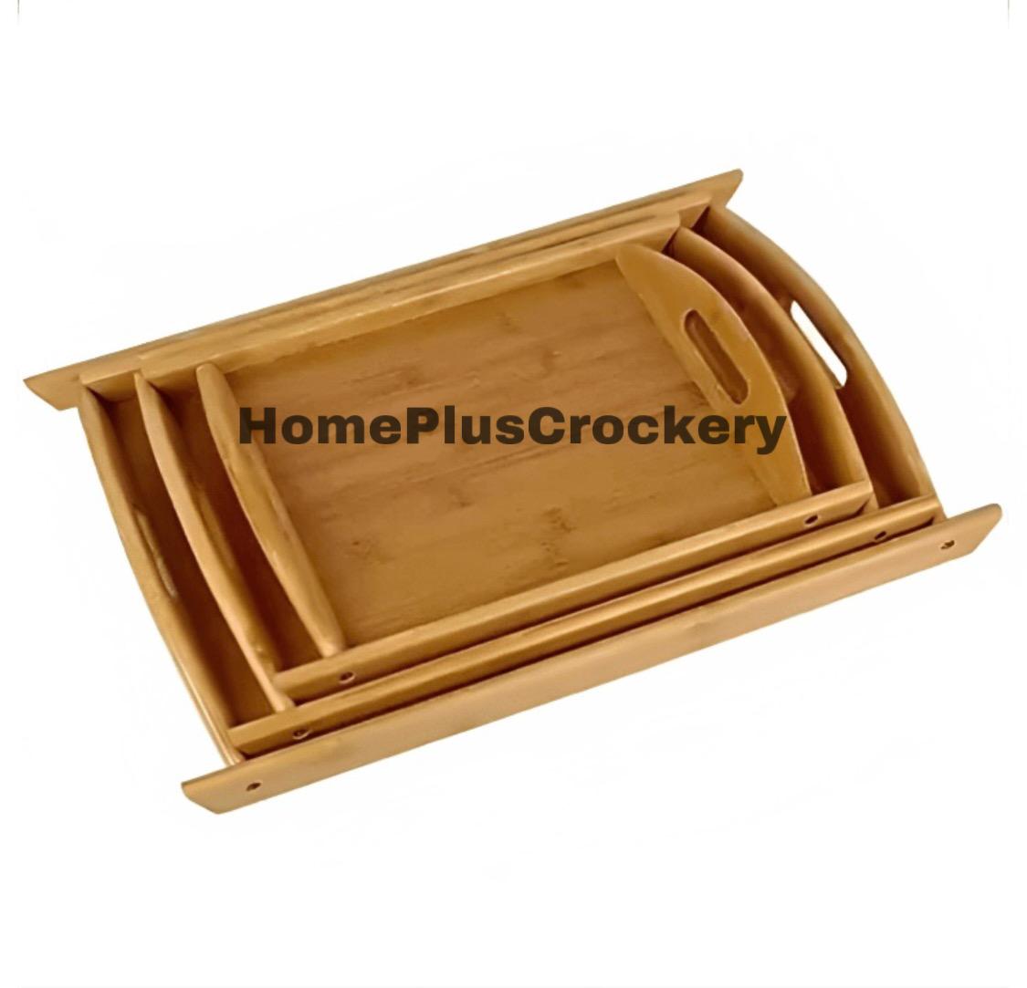 3-Piece Bamboo Tray Set