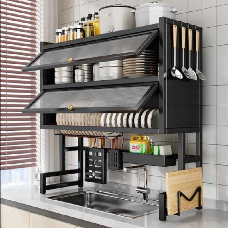 Double Cabin Over Sink Dish Drying & Organizer Rack – Heavy Duty Steel