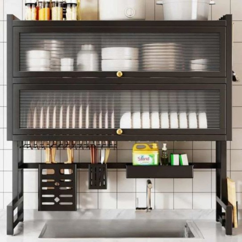 Double Cabin Over Sink Dish Drying & Organizer Rack – Heavy Duty Steel
