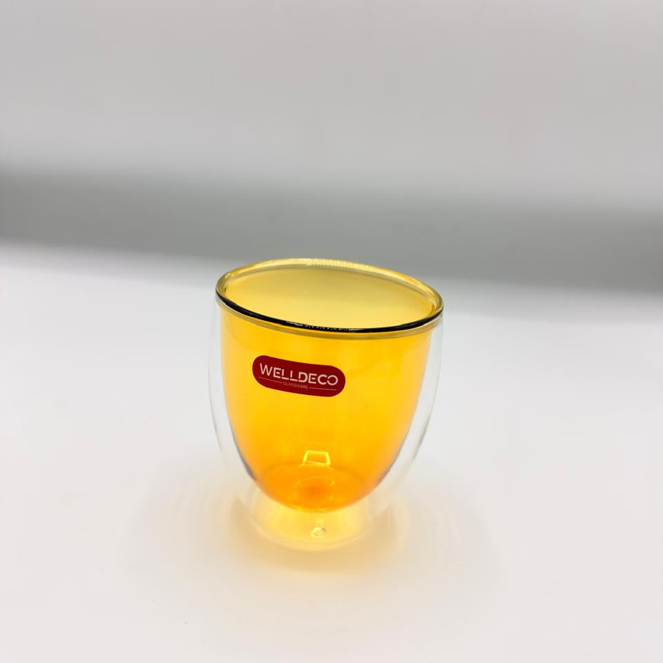 Double Wall Glass Cups (78-26) – Handleless Insulated Colored Mugs