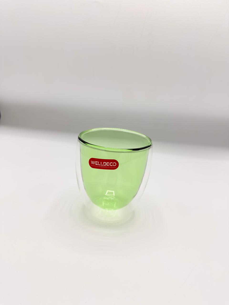Double Wall Glass Cups (78-26) – Handleless Insulated Colored Mugs