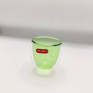 Double Wall Glass Cups (78-26) – Handleless Insulated Colored Mugs