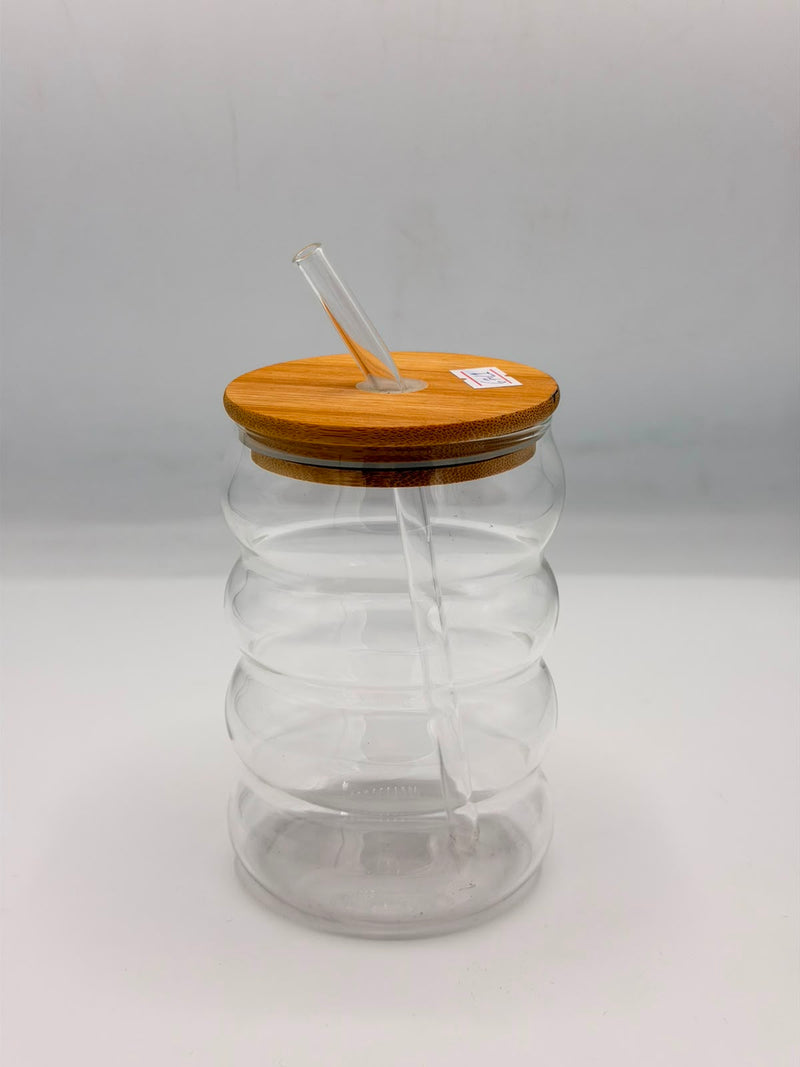 Glass Sipper With Bamboo Lid