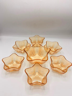 Amber Glass Dessert Bowls (8-5) – 7-Piece Star-Shaped Fruit & Ice Cream Dishes
