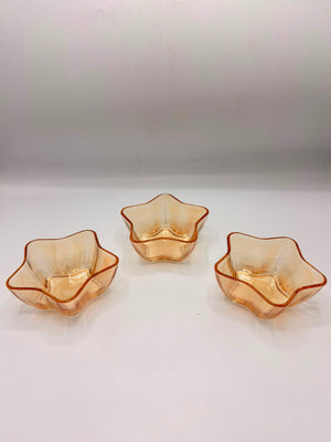 Amber Glass Dessert Bowls (8-5) – 7-Piece Star-Shaped Fruit & Ice Cream Dishes