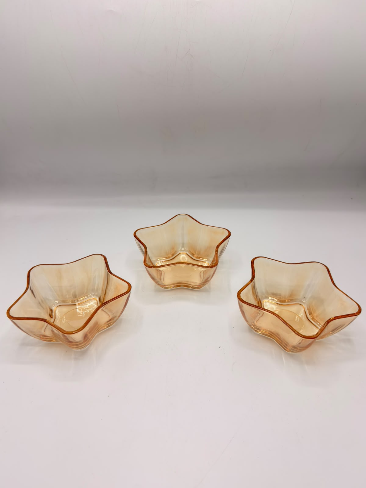 Amber Glass Dessert Bowls (8-5) – 7-Piece Star-Shaped Fruit & Ice Cream Dishes