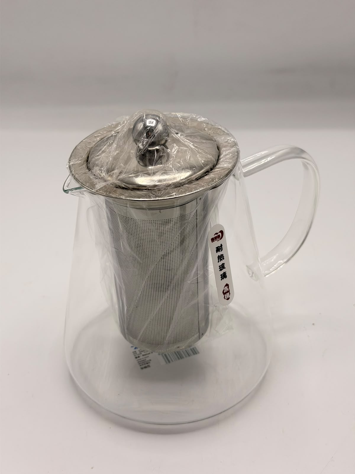 Glass Teapot (8-7) – Heat-Resistant Glass Kettle with Stainless Steel Strainer