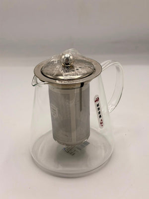 Glass Teapot (8-7) – Heat-Resistant Glass Kettle with Stainless Steel Strainer