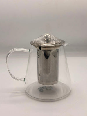Glass Teapot (8-7) – Heat-Resistant Glass Kettle with Stainless Steel Strainer