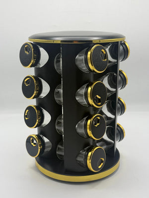 16 Pcs-Jar Rotating Spice Rack with Ceramic Lids | Kitchen Organizer