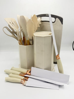 Knife Set with Silicone Utensil 19 Pcs Set – Complete Kitchen Knife & Tool Kit