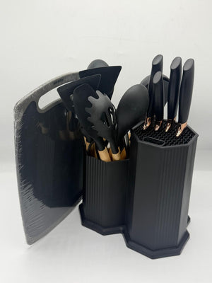 Knife Set with Silicone Utensil 19 Pcs Set – Complete Kitchen Knife & Tool Kit