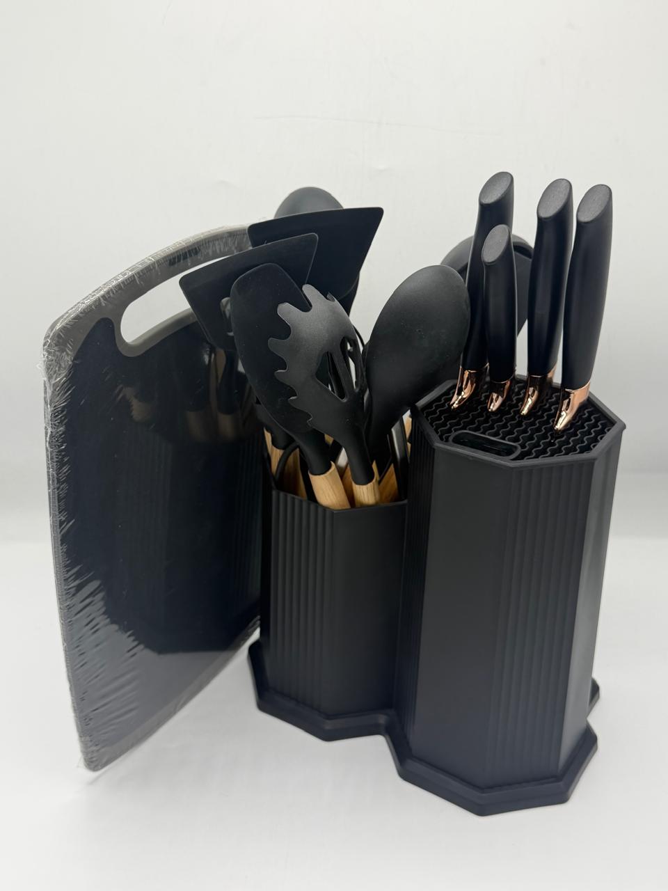 Knife Set with Silicone Utensil 19 Pcs Set – Complete Kitchen Knife & Tool Kit