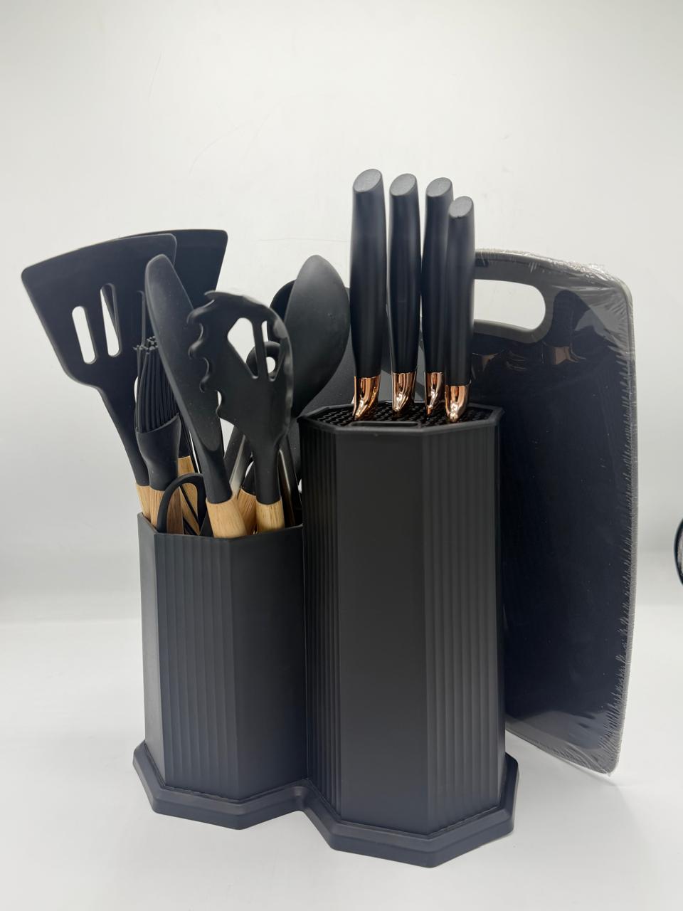 Knife Set with Silicone Utensil 19 Pcs Set – Complete Kitchen Knife & Tool Kit