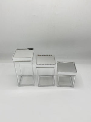 Glass Storage Canister Set (8-1) – 3-Piece Airtight Square Jars with Gold Metallic Lids