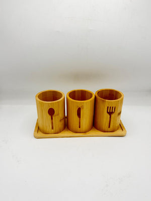 Bamboo Cutlery Holder Set 7-37