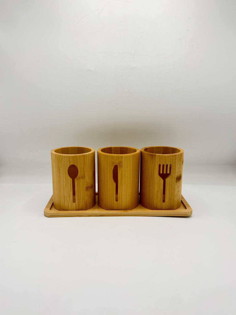 Bamboo Cutlery Holder Set 7-37