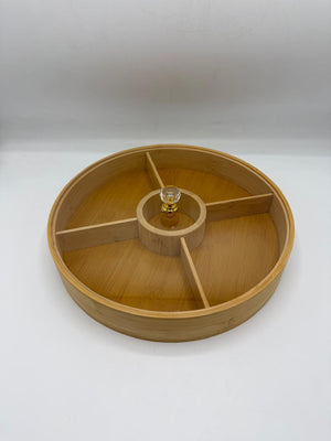 Bamboo 5-Compartment Round Candy Box with Transparent Lid (7-21) – Eco-Friendly Snack & Dry Fruit Serving Organizer