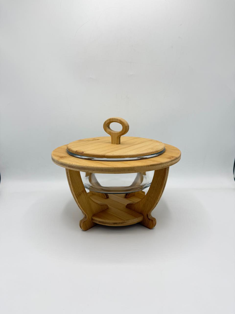 Eco-Friendly Bamboo & Glass Vegetable Bowl (7-29)