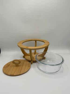 Eco-Friendly Bamboo & Glass Vegetable Bowl (7-29)