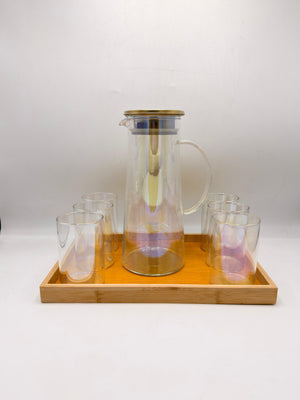 8 Pcs Water Set with Bamboo Tray