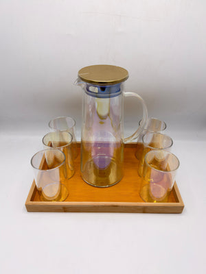 8 Pcs Water Set with Bamboo Tray