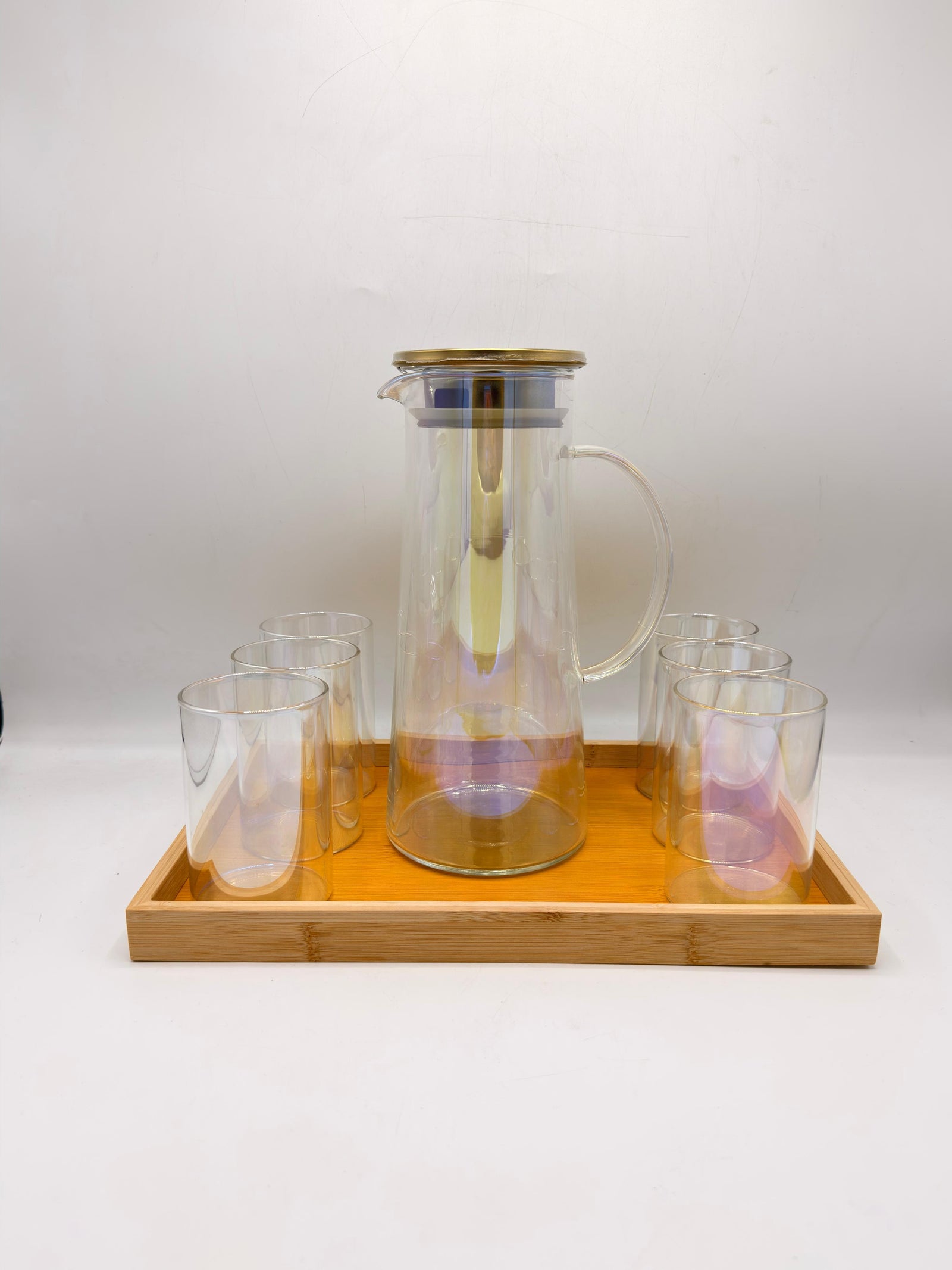 8 Pcs Water Set with Bamboo Tray