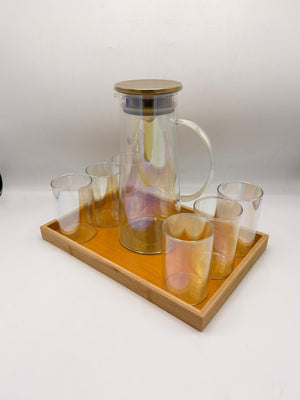 8 Pcs Water Set with Bamboo Tray