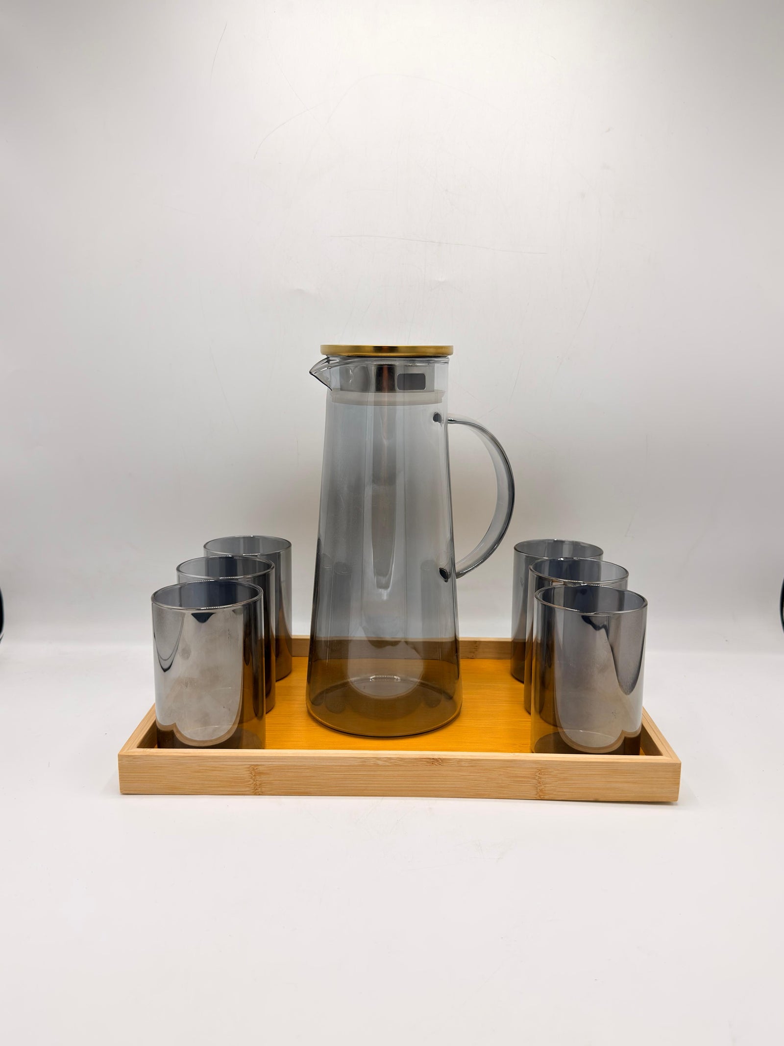 8 Pcs Water Set with Bamboo Tray