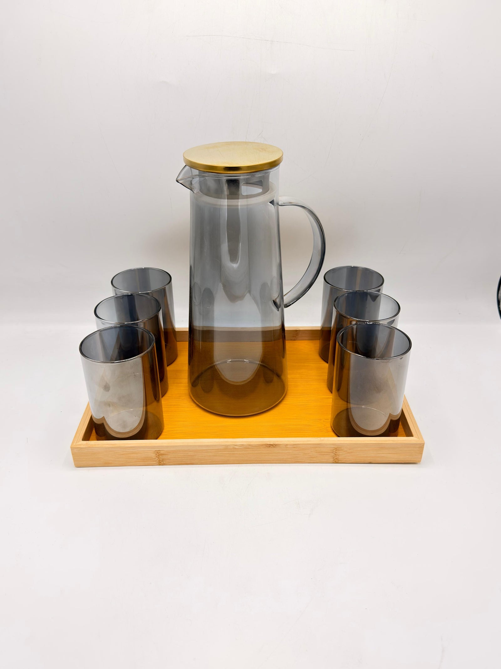 8 Pcs Water Set with Bamboo Tray