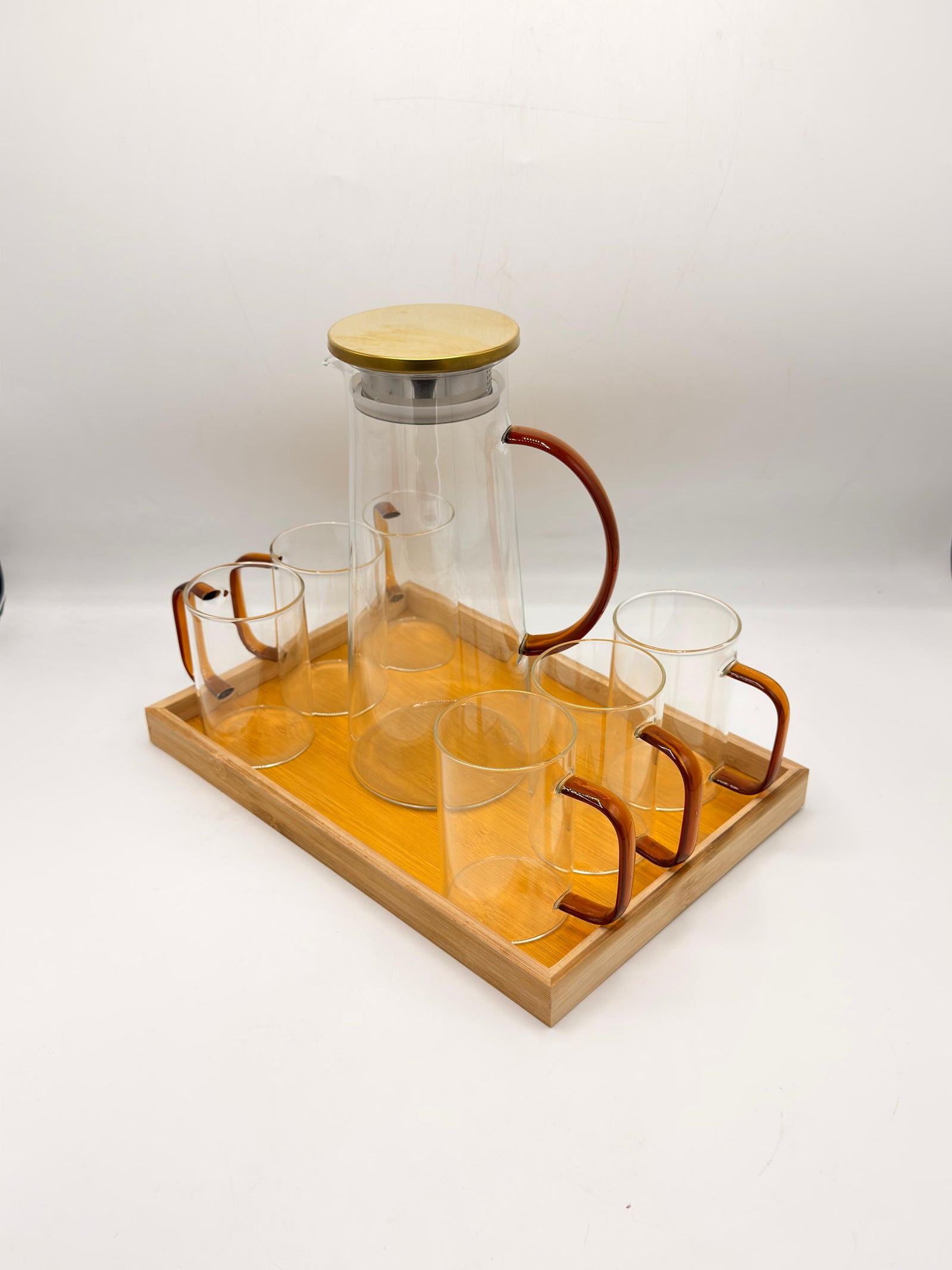 8 Pcs Water Set with Bamboo Tray