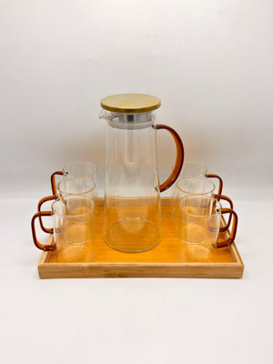 8 Pcs Water Set with Bamboo Tray